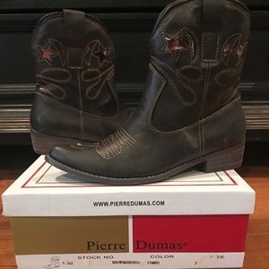 Pierre Dumas Brown ankle Cowboy boots size 7